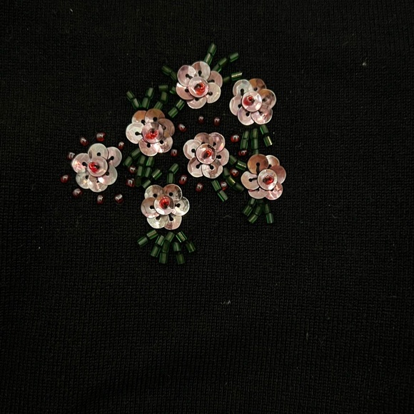 American Rag Black Cardigan With Floral Sequence And Floral Lace Pattern - Picture 6 of 6